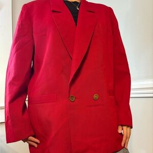 Vintage “Elpida” Office Red Wool Blazer -‎ Size Large